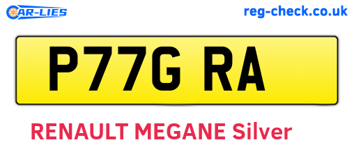 P77GRA are the vehicle registration plates.