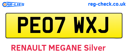 PE07WXJ are the vehicle registration plates.