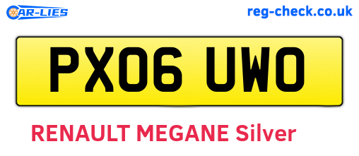PX06UWO are the vehicle registration plates.