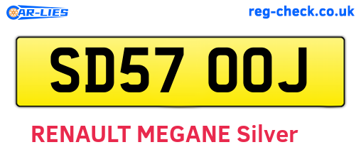 SD57OOJ are the vehicle registration plates.