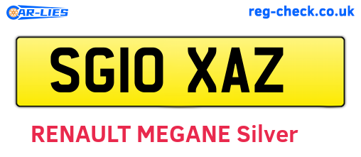 SG10XAZ are the vehicle registration plates.