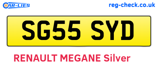 SG55SYD are the vehicle registration plates.