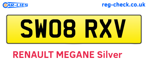 SW08RXV are the vehicle registration plates.