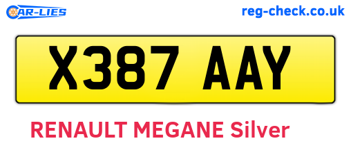 X387AAY are the vehicle registration plates.
