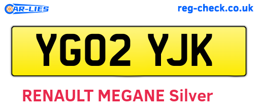 YG02YJK are the vehicle registration plates.