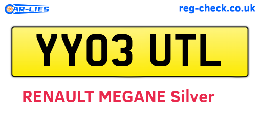 YY03UTL are the vehicle registration plates.