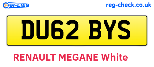 DU62BYS are the vehicle registration plates.