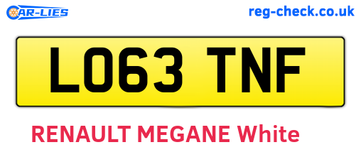 LO63TNF are the vehicle registration plates.