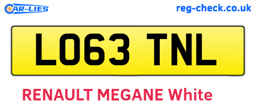 LO63TNL are the vehicle registration plates.