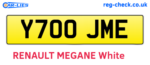 Y700JME are the vehicle registration plates.
