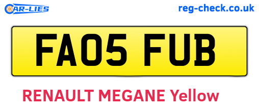FA05FUB are the vehicle registration plates.