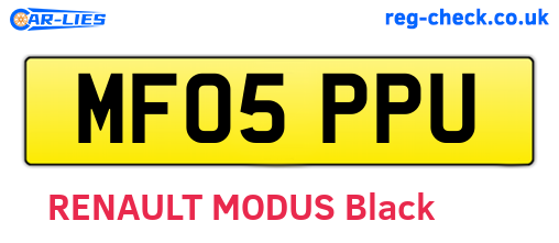 MF05PPU are the vehicle registration plates.