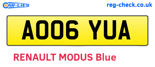 AO06YUA are the vehicle registration plates.