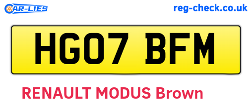 HG07BFM are the vehicle registration plates.