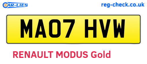 MA07HVW are the vehicle registration plates.