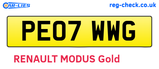 PE07WWG are the vehicle registration plates.