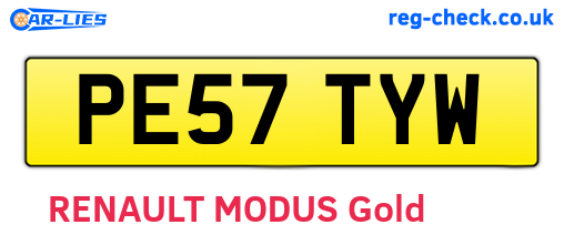 PE57TYW are the vehicle registration plates.