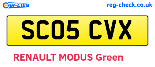 SC05CVX are the vehicle registration plates.