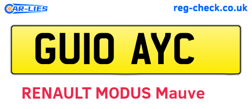 GU10AYC are the vehicle registration plates.