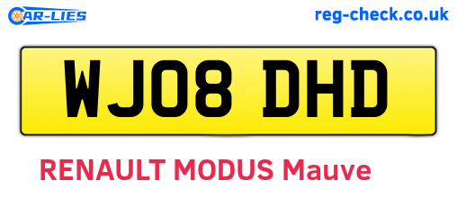 WJ08DHD are the vehicle registration plates.
