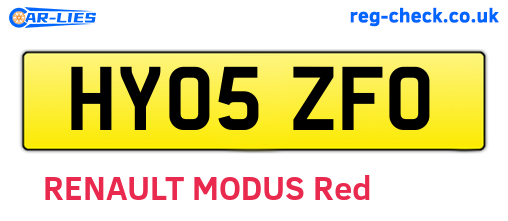 HY05ZFO are the vehicle registration plates.