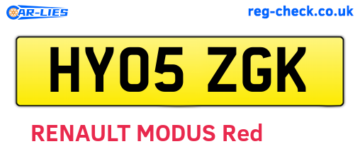 HY05ZGK are the vehicle registration plates.