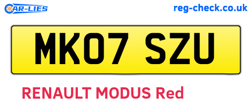 MK07SZU are the vehicle registration plates.