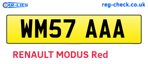 WM57AAA are the vehicle registration plates.