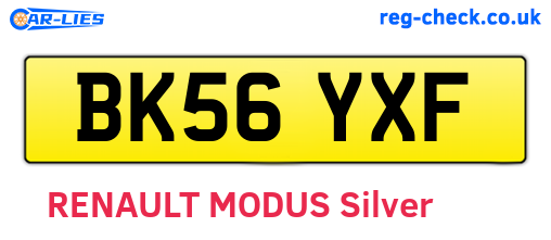 BK56YXF are the vehicle registration plates.