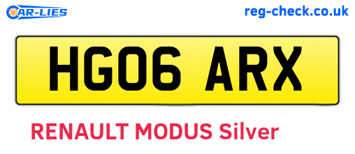 HG06ARX are the vehicle registration plates.
