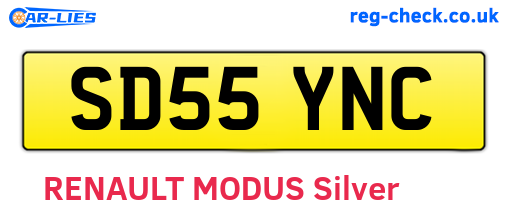 SD55YNC are the vehicle registration plates.