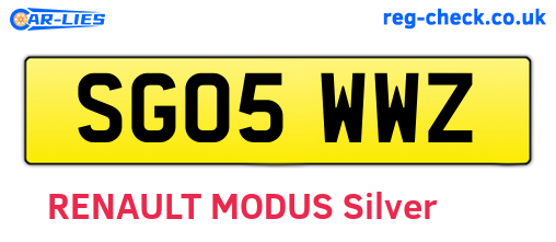 SG05WWZ are the vehicle registration plates.