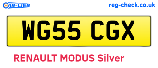 WG55CGX are the vehicle registration plates.