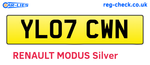 YL07CWN are the vehicle registration plates.