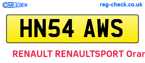 HN54AWS are the vehicle registration plates.