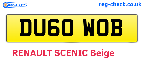 DU60WOB are the vehicle registration plates.