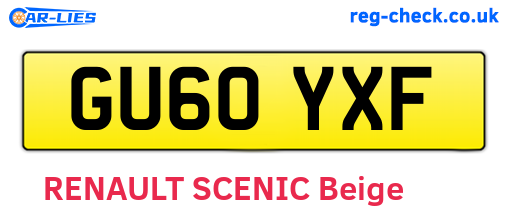 GU60YXF are the vehicle registration plates.