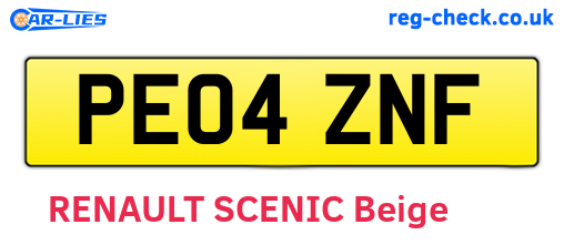 PE04ZNF are the vehicle registration plates.