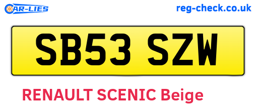 SB53SZW are the vehicle registration plates.