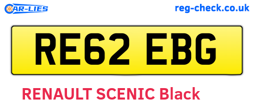 RE62EBG are the vehicle registration plates.