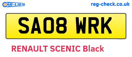 SA08WRK are the vehicle registration plates.