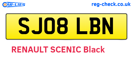 SJ08LBN are the vehicle registration plates.