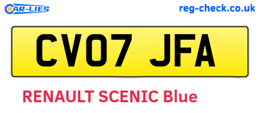 CV07JFA are the vehicle registration plates.