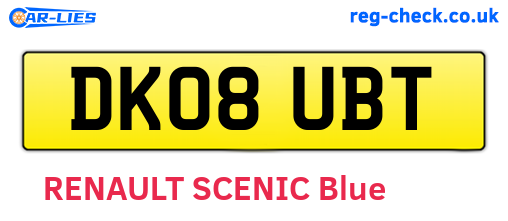 DK08UBT are the vehicle registration plates.