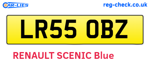 LR55OBZ are the vehicle registration plates.