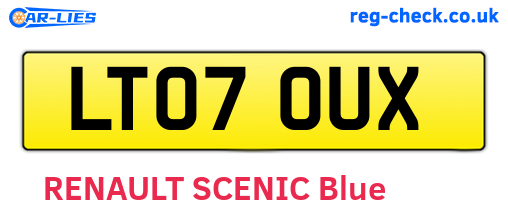 LT07OUX are the vehicle registration plates.