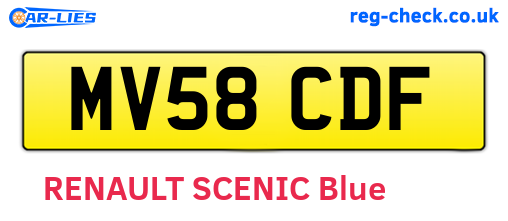 MV58CDF are the vehicle registration plates.