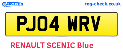 PJ04WRV are the vehicle registration plates.