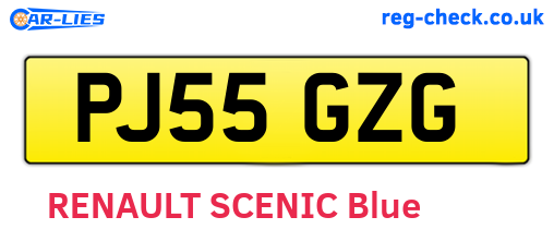 PJ55GZG are the vehicle registration plates.