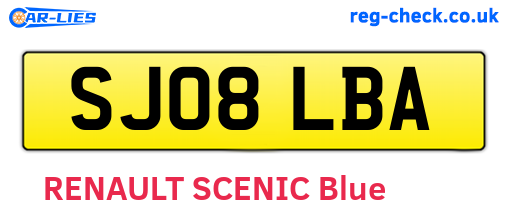 SJ08LBA are the vehicle registration plates.